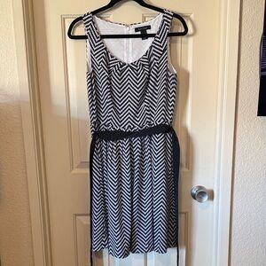 White House Black Market Black and White Chevron Midi Dress